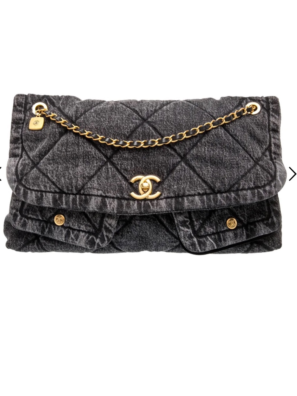 CHANEL Maxi flap Quilted Shoulder Bag in black denimβΌοΈRead Description βΌοΈ
